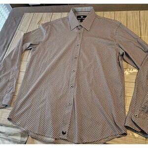Buttercloth Shirt Mens Large Knit Stretchy Cotton Geometric Pattern Regular Fit